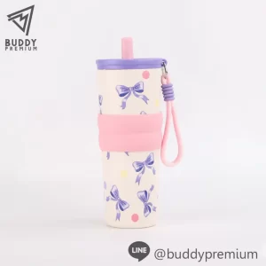 แก้วน้ำเก็บความเย็น รุ่นSWB713 ลายโบว์สีม่วง