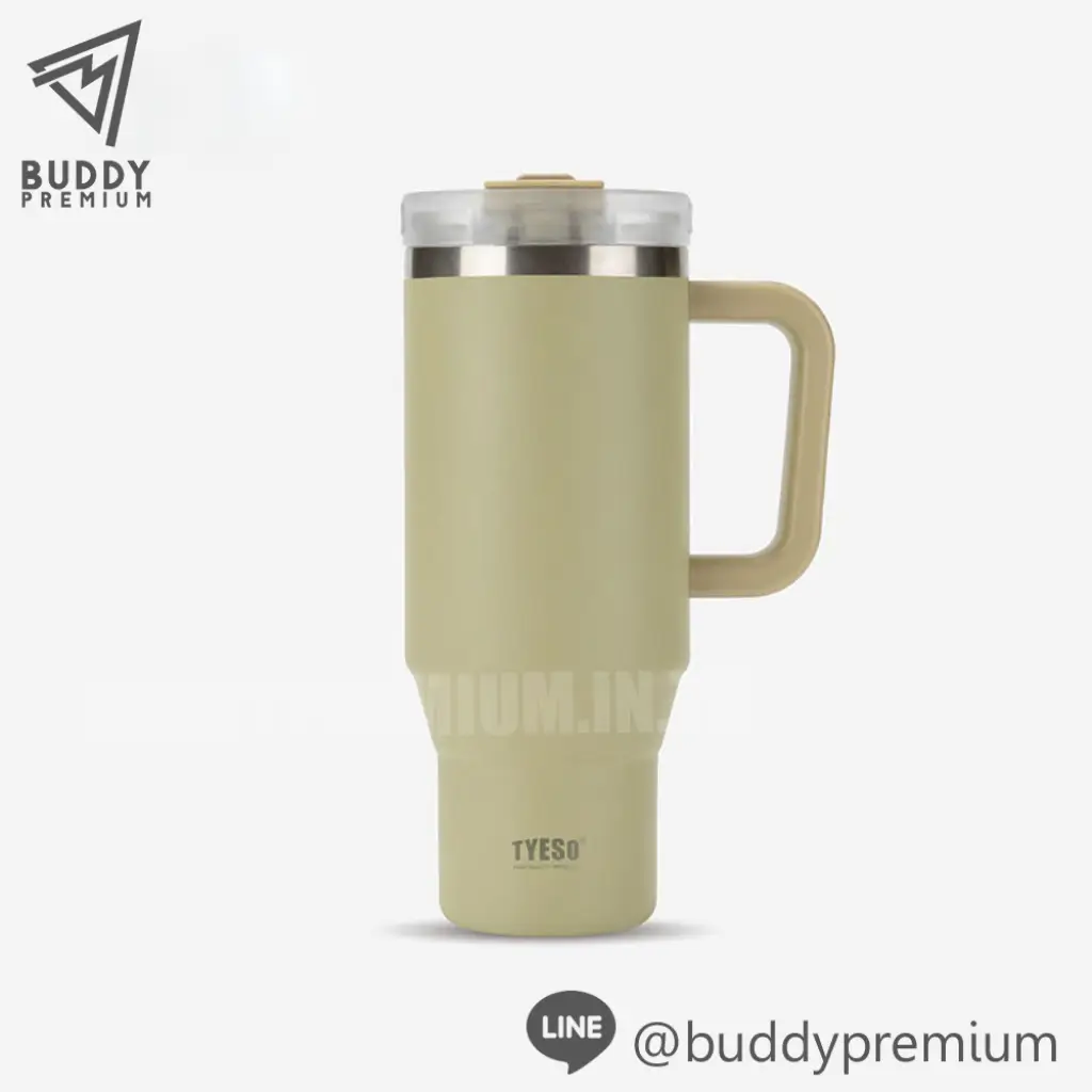 แก้วสแตนเลสมีหูจับ TYESO แท้_SWB149_กากีอ่อน
