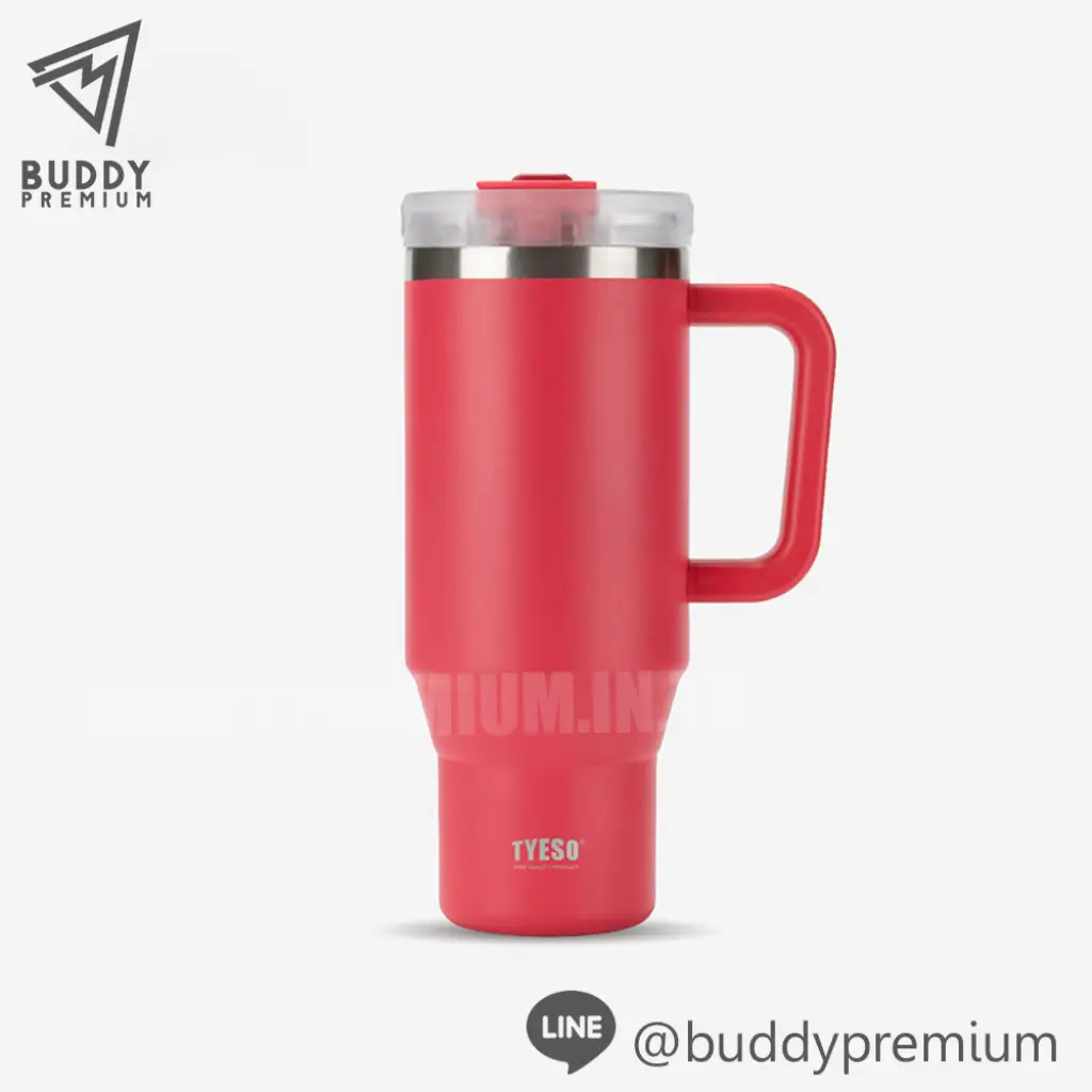แก้วสแตนเลสมีหูจับ TYESO แท้_SWB149_แดงกุหลาบ