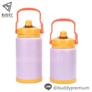 กระติกน้ำสแตนเลส SWB321 สีม่วงพาสเทล สกรีนโลโก้พรีเมียม