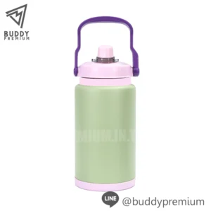 กระติกน้ำสแตนเลส SWB321 สีเขียวพาสเทล สกรีนโลโก้