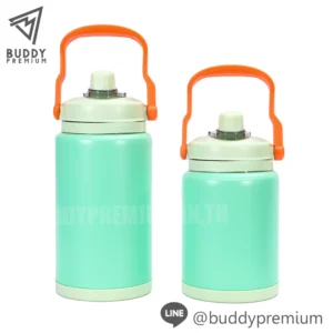 กระติกน้ำสแตนเลส SWB321 สีเขียวมินต์พาสเทล สกรีนโลโก้