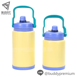 กระติกน้ำสแตนเลส SWB321 สีเหลืองทูโทน ของพรีเมียมสกรีนโลโก้