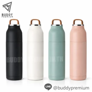 กระติกน้ำสแตนเลส SWB096 ดีไซน์มินิมอล 4 สี พร้อมหูหิ้ว ของพรีเมี่ยมสกรีนโลโก้
